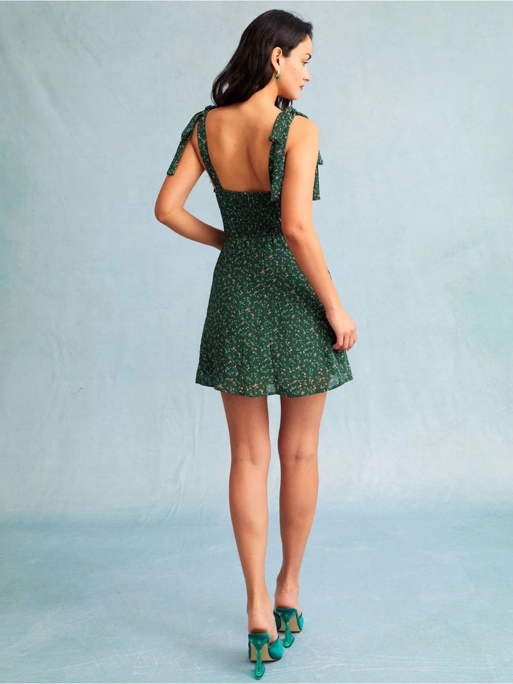RIHOAS The Green Sweetheart Neck Floral Slip Mini Dress - Picture 4 of 7
